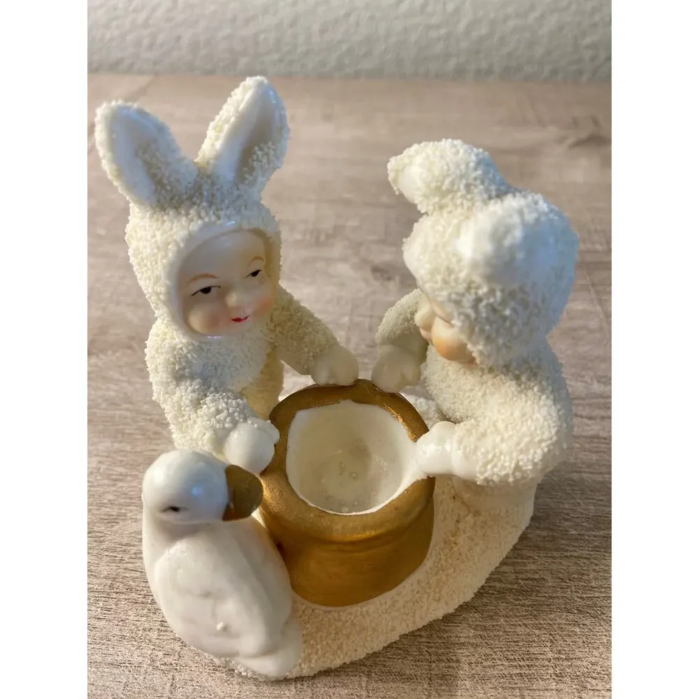 Vintage Department 56 Ceramic Snow Babies Duck Goose Candlestick Holder